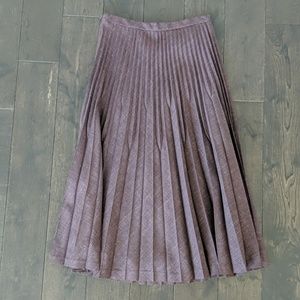 Pleated wool/silk blend midi skirt